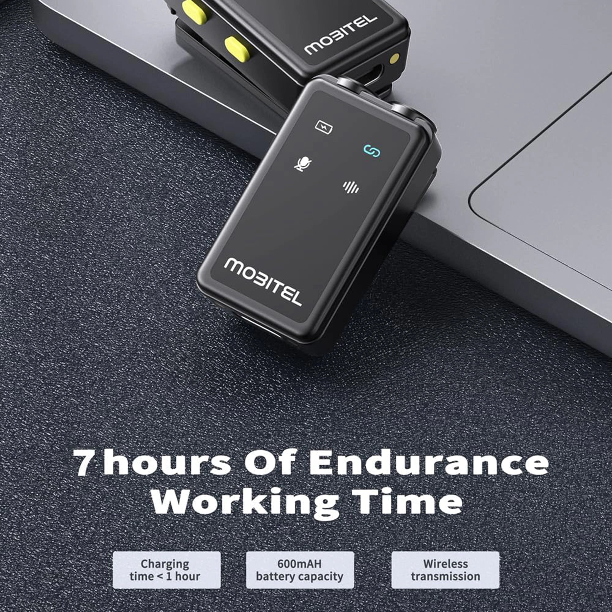 Mobitel ClearVox Wireless Lavalier Microphone Dual Clip-On with Charging Case