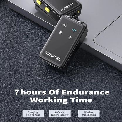 Mobitel ClearVox Wireless Lavalier Microphone Dual Clip-On with Charging Case