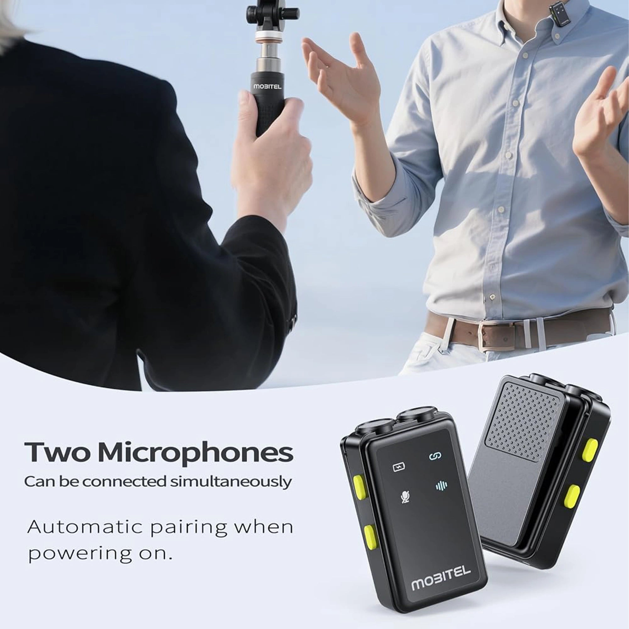 Mobitel ClearVox Wireless Lavalier Microphone Dual Clip-On with Charging Case
