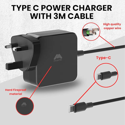 Mobitel 65W GaN USB-C Charger with Built-in 3M Cable