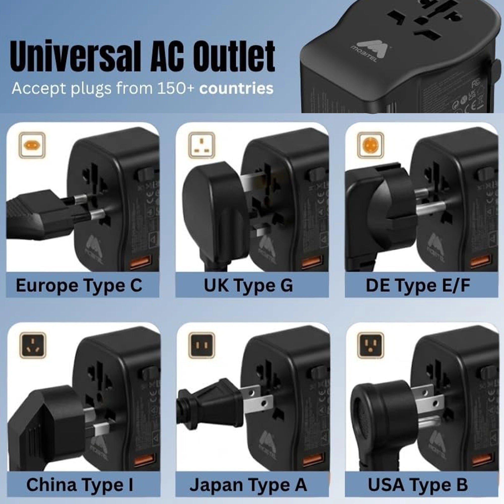 Mobitel World Travel Adapter 45W USB-C PD