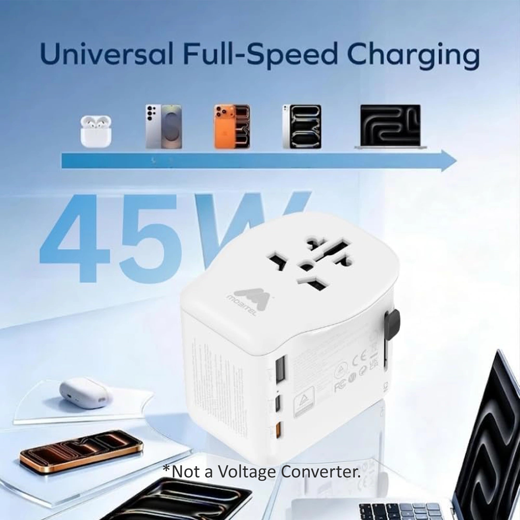 Mobitel World Travel Adapter 45W USB-C PD