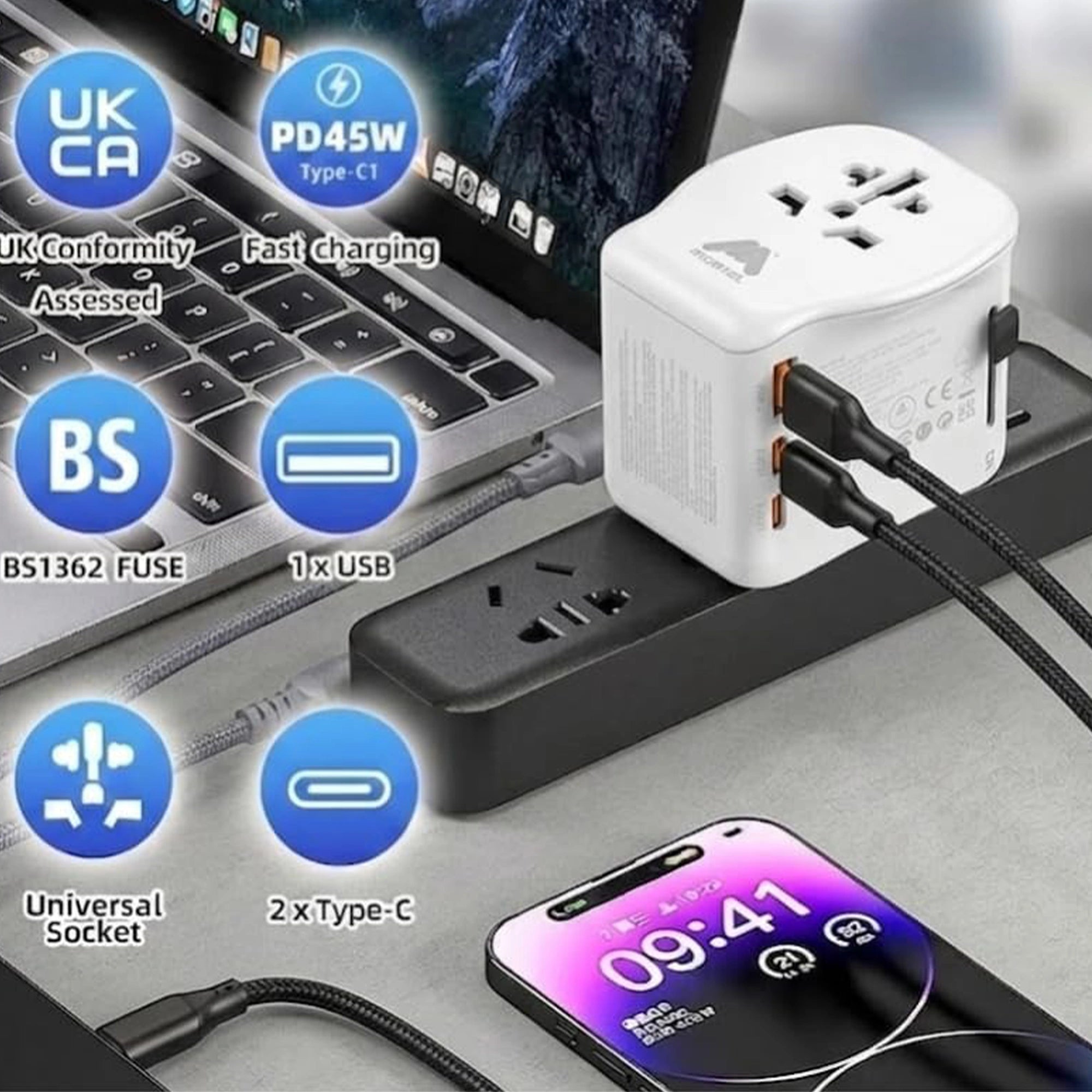Mobitel World Travel Adapter 65W USB-C PD