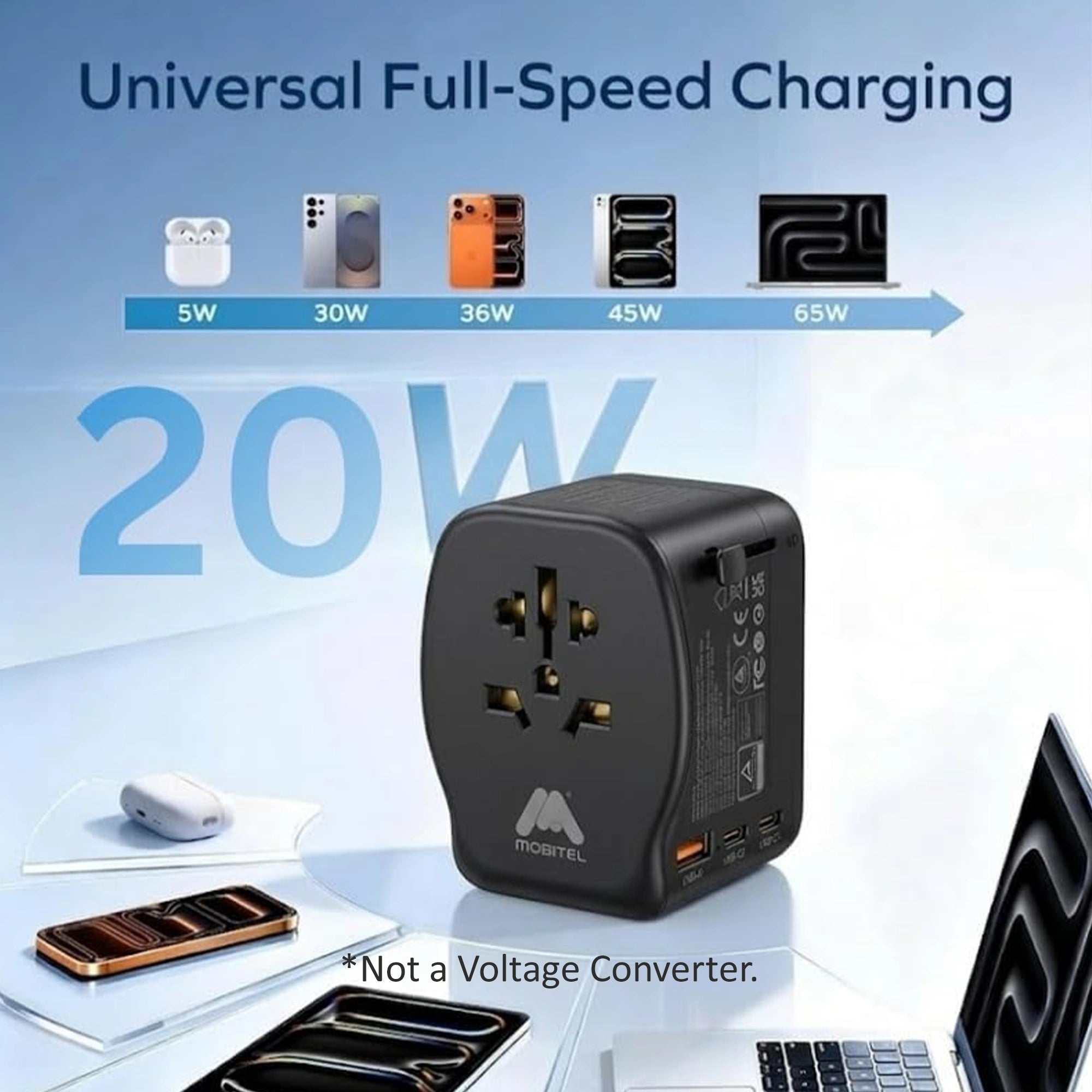 Mobitel World Travel Adapter 20W USB-C PD