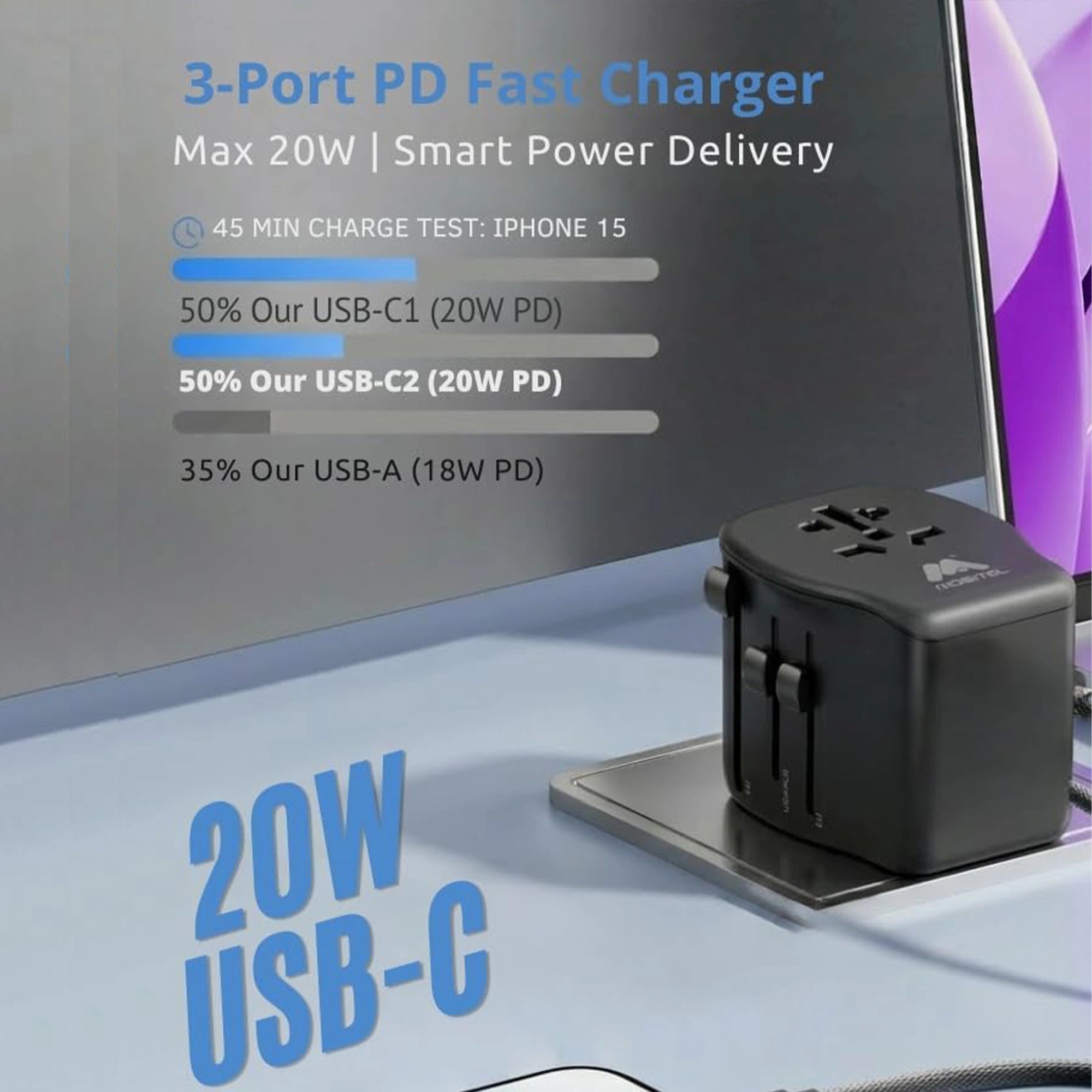 Mobitel World Travel Adapter 20W USB-C PD