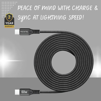 Mobitel USB-C to USB-C Fast Charging Cable 60W 1.5m