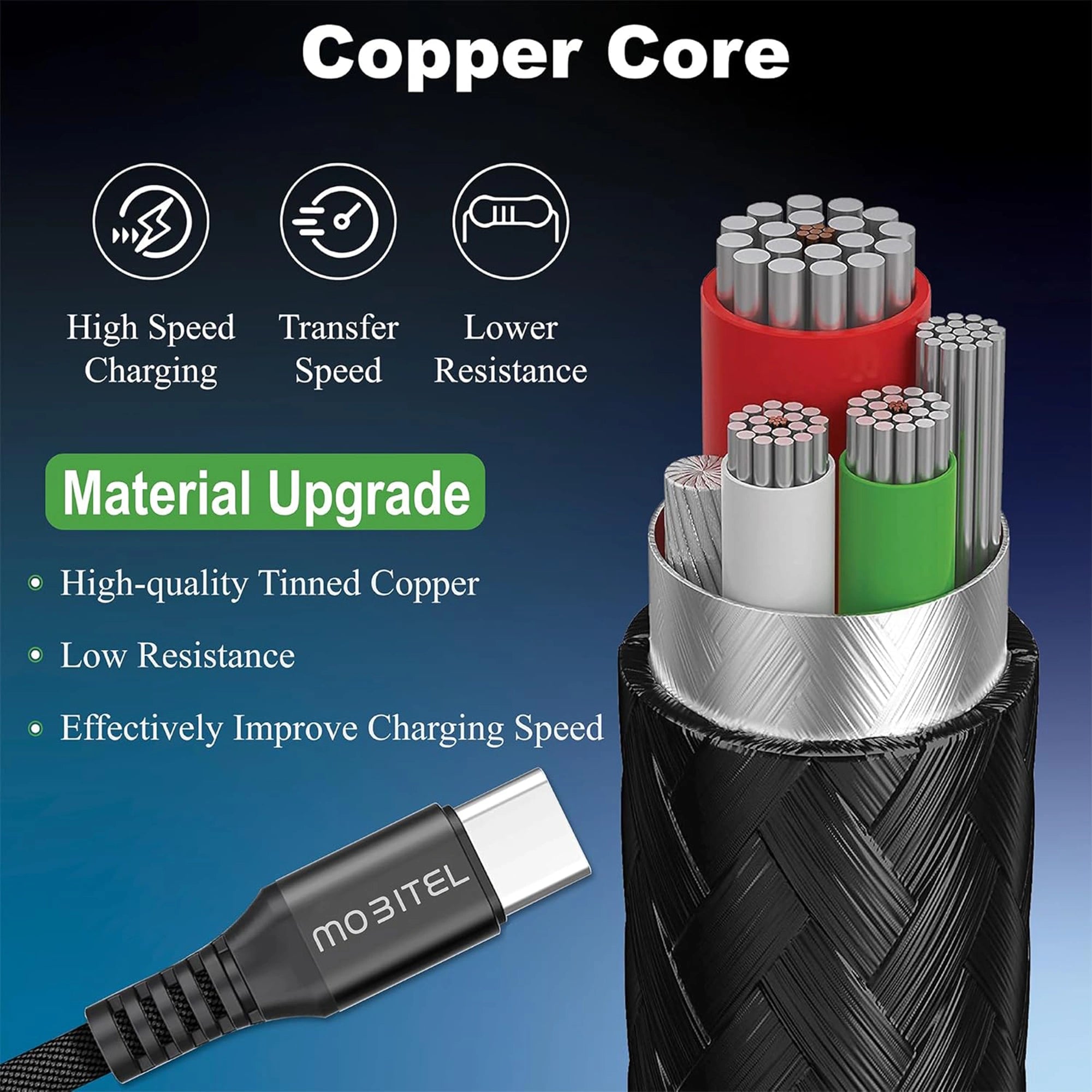 Mobitel USB-C to USB-C Fast Charging Cable 60W 1.5m
