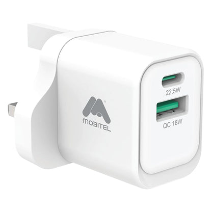 Mobitel 22.5W GaN Fast Wall Charger Black/White