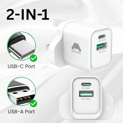Mobitel 33W GaN Fast Wall Charger Black/White