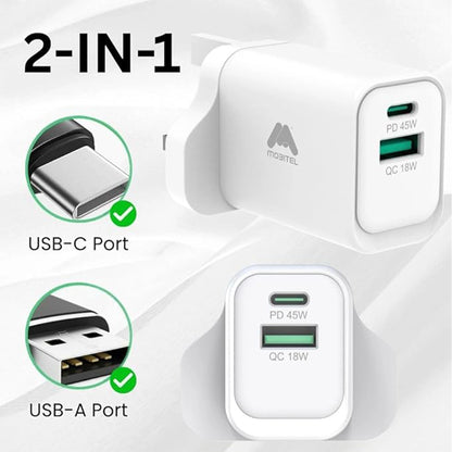 Mobitel 45W GaN Fast Wall Charger Black/White