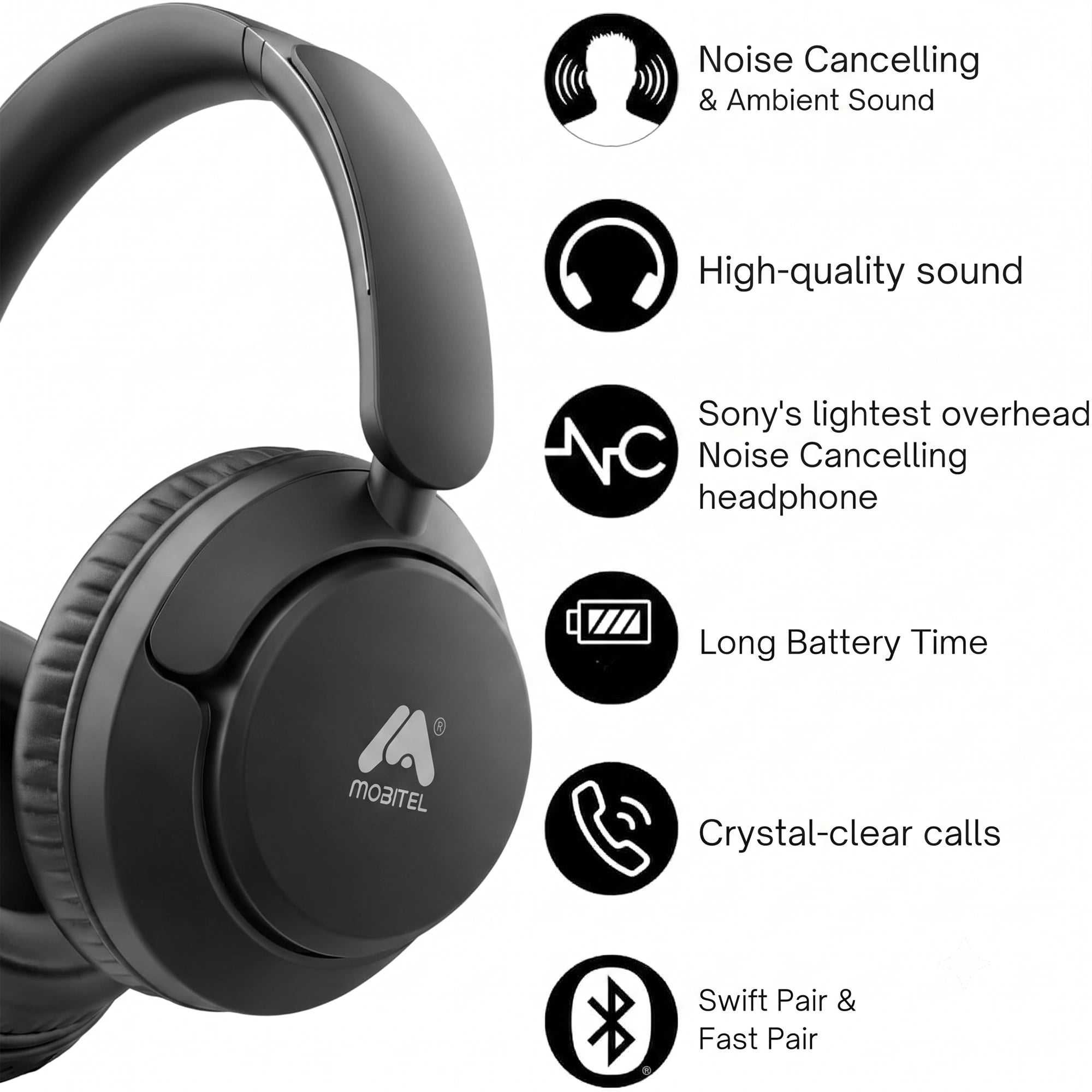 Mobitel Wave Core Wireless Over-Ear Headphones