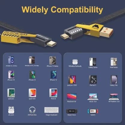 Mobitel 4-in-1 Multi-Charger Cable, 64W 1.2M Fast Charging Cable with USB-A/C to Lightning & USB-C | Nylon Braided Wire Compatible with iPhones, AirPods, iPad, MacBook, Samsung