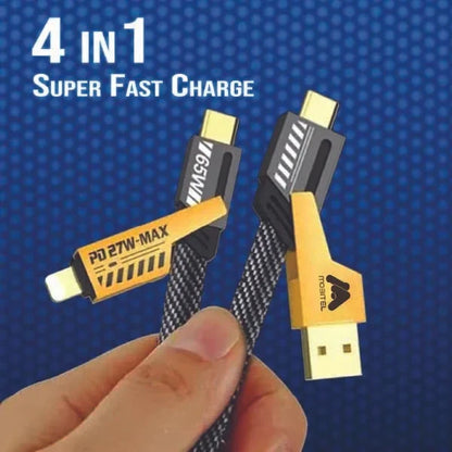 Mobitel 4-in-1 Multi-Charger Cable, 64W 1.2M Fast Charging Cable with USB-A/C to Lightning & USB-C | Nylon Braided Wire Compatible with iPhones, AirPods, iPad, MacBook, Samsung
