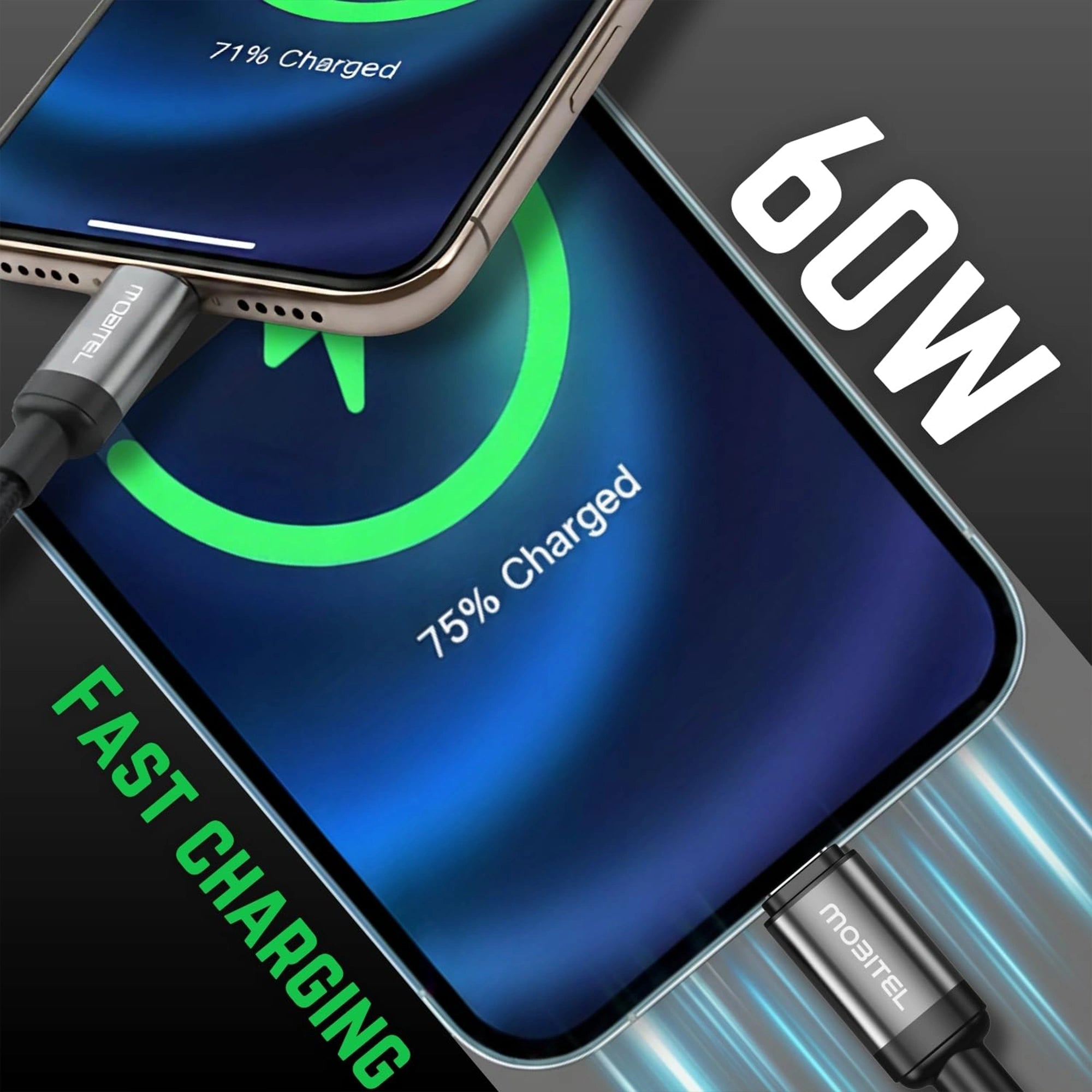 Mobitel USB-C to USB-C Fast Charging Cable 60W 2m 3-Pack