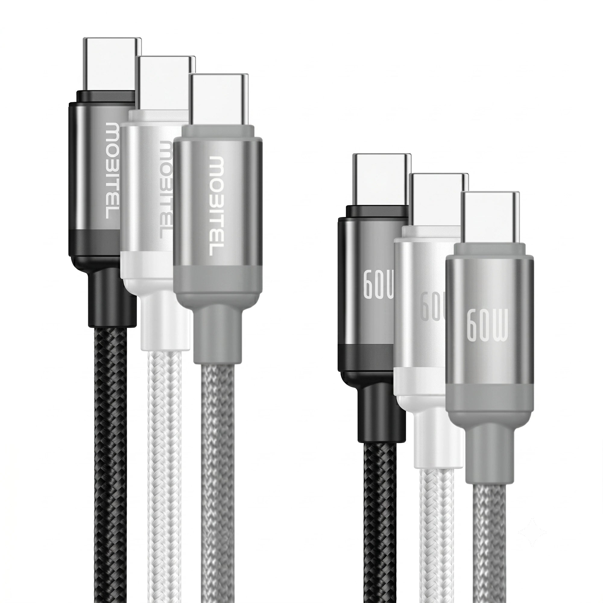 Mobitel USB-C to USB-C Fast Charging Cable 60W 2m 3-Pack