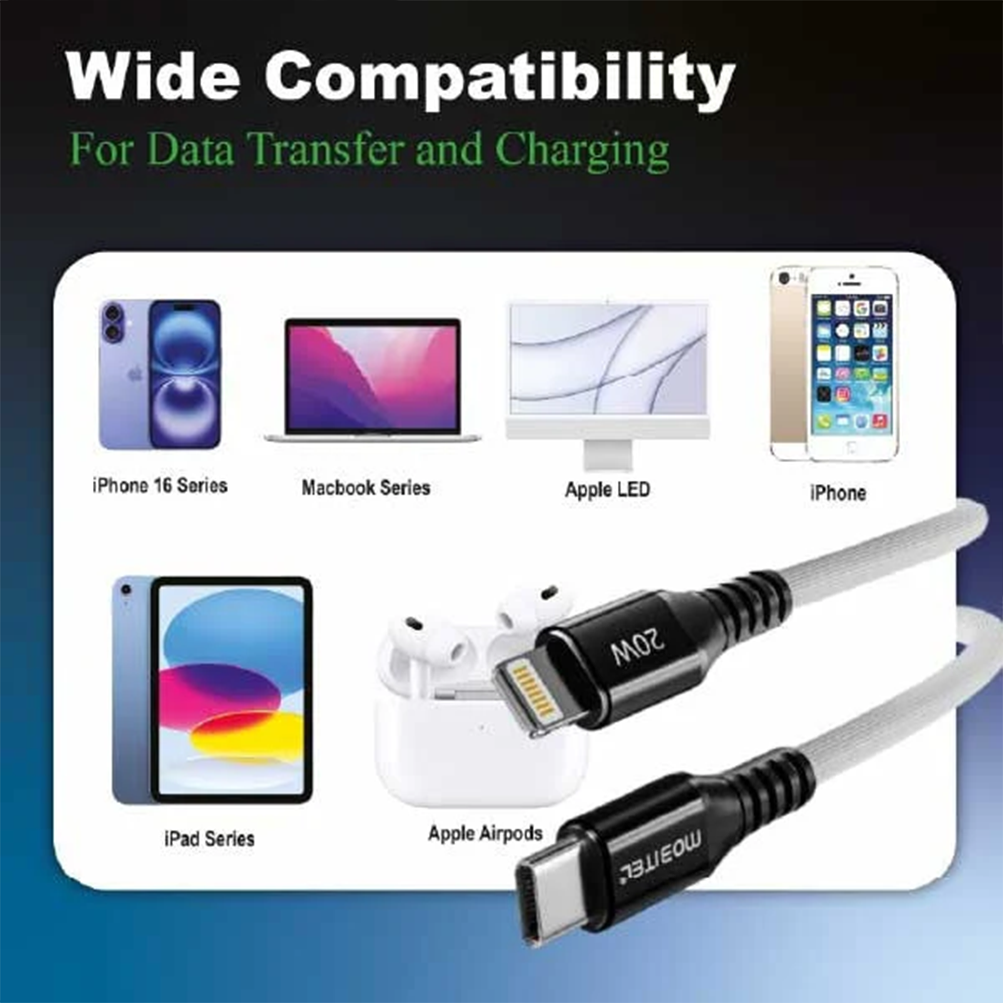 Mobitel USB C to Lightning Cable 1.5 Meter 20W - Nylon Braided