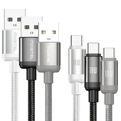 Mobitel USB-A to USB-C Charging Cable 18W 2m 3-Pack