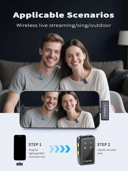 Mobitel VoxGO Dual Lavalier Microphone Clip On Mini Mic with Wireless (BT)