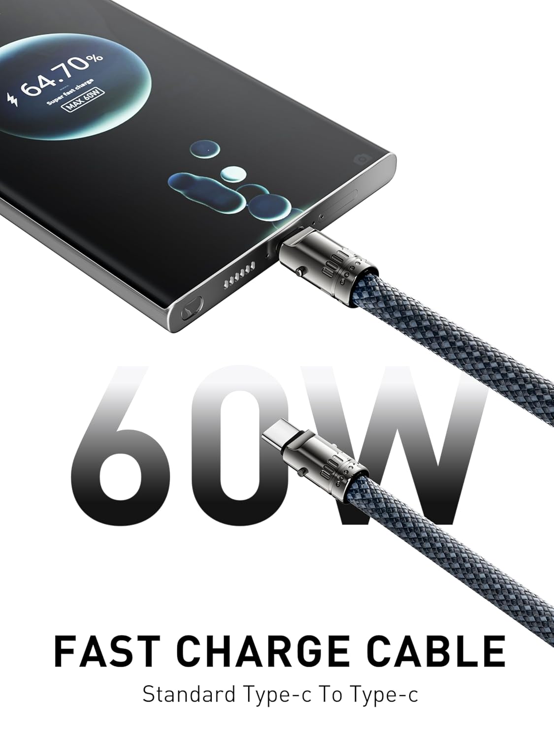 Mobitel 60W Lanyard Charging Cable 1.2M Nylon Braided Cord Lead with Crossbody Strap & Anti Theft Neck Holder