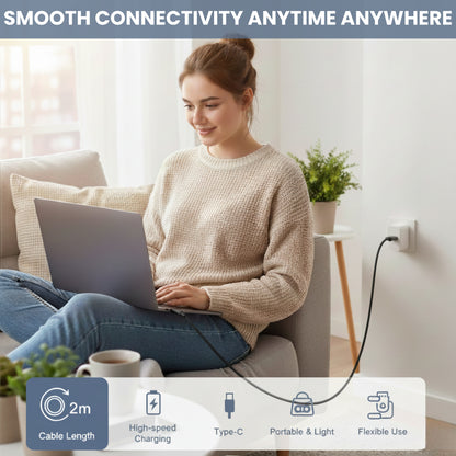 Mobitel Premium Nylon Braided USB-A to USB-C 18W Fast Charging Cable