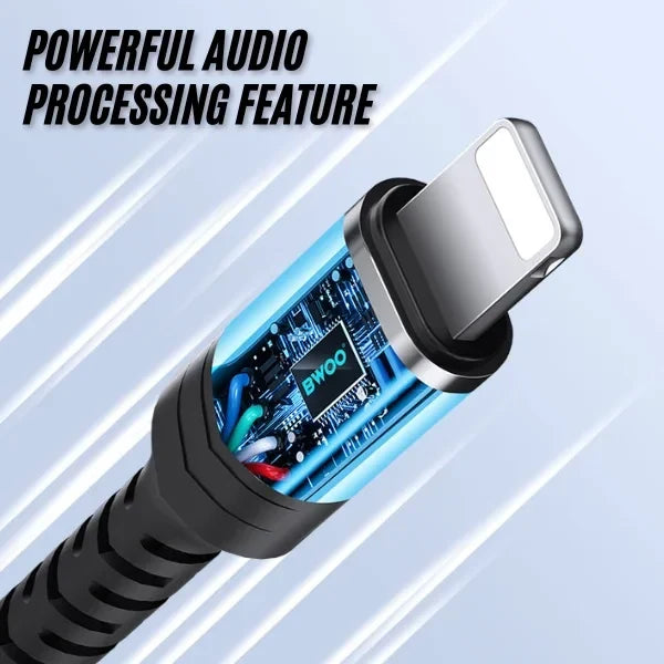 BWOO BZ48 AUX 3.5mm to iPhone Braided Audio Adapter Cable 10cm