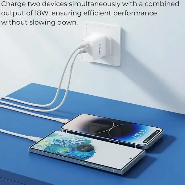 BWOO BO-CDA198 Max 35W Dual Port PD + QC Charging Adapter | USB-C + USB-A