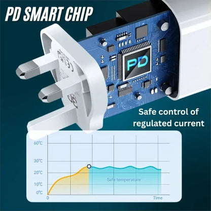 BWOO BO-CDA198 Max 35W Dual Port PD + QC Charging Adapter | USB-C + USB-A