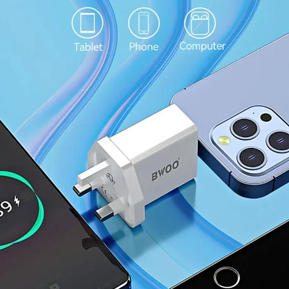 BWOO BO-CDA198 Max 35W Dual Port PD + QC Charging Adapter | USB-C + USB-A