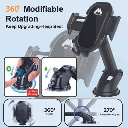Mobitel Adjustable Car Phone Mount for Dashboard & Windshield - 360° Rotating Holder for iPhone, Samsung & other Smart Phones