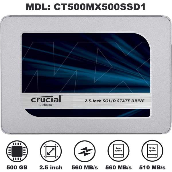 Crucial MX500 3D NAND SATA 2.5 Inch Internal SSD - (Used)