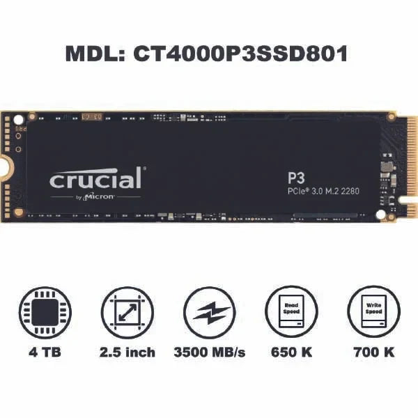 Crucial P3 500GB M.2 PCIe Gen3 NVMe