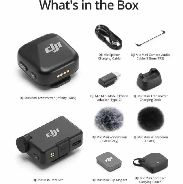 DJI Mic Mini (1 TX + 1 RX), Wireless Lavalier Microphone, Detail-Rich Audio, Noise Cancelling