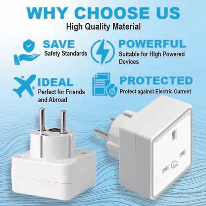 COSHAL® (1) EU European Plug Adapter | 3 Pin to 2 Pin Eu-ropean Travel Adaptor UK to All European Countries, Europe EU Euro Tourist Travel Plug Power Mains Adapter Max 10A 250V White (1 Plug)