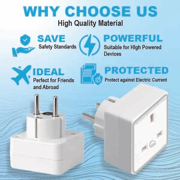 COSHAL® (1) EU European Plug Adapter | 3 Pin to 2 Pin Eu-ropean Travel Adaptor UK to All European Countries, Europe EU Euro Tourist Travel Plug Power Mains Adapter Max 10A 250V White (1 Plug)
