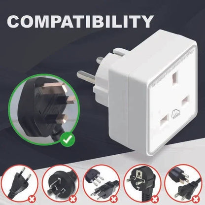 European Travel Adaptor Plug with UK Safety Standards | Double UK to EU Plug Adapter
