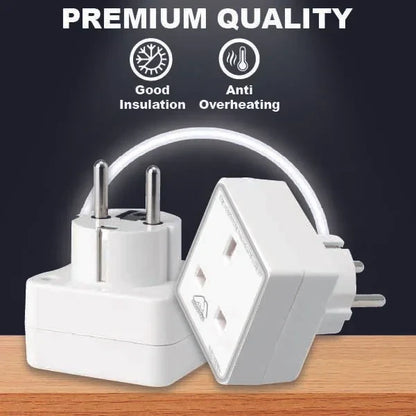 European Travel Adaptor Plug with UK Safety Standards | Double UK to EU Plug Adapter
