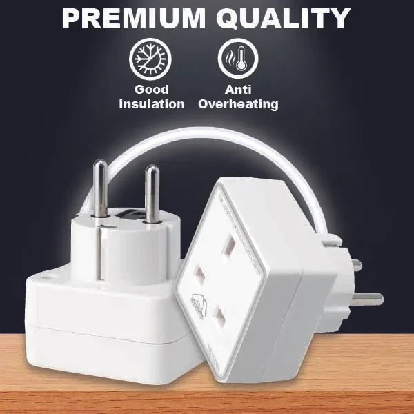 European Travel Adaptor Plug with UK Safety Standards | Double UK to EU Plug Adapter