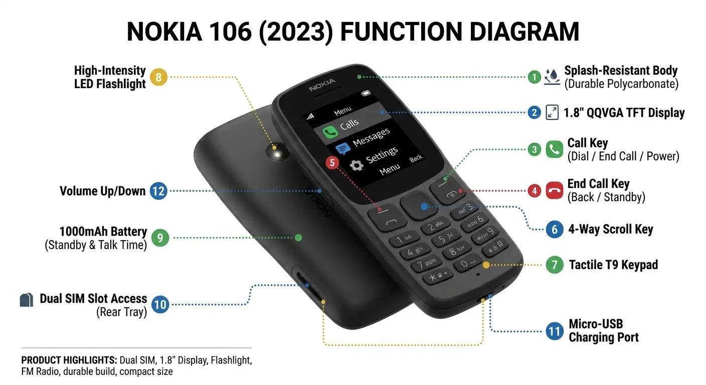 Nokia 106 (2023) Dual SIM - 1.8'' - 1000mAh