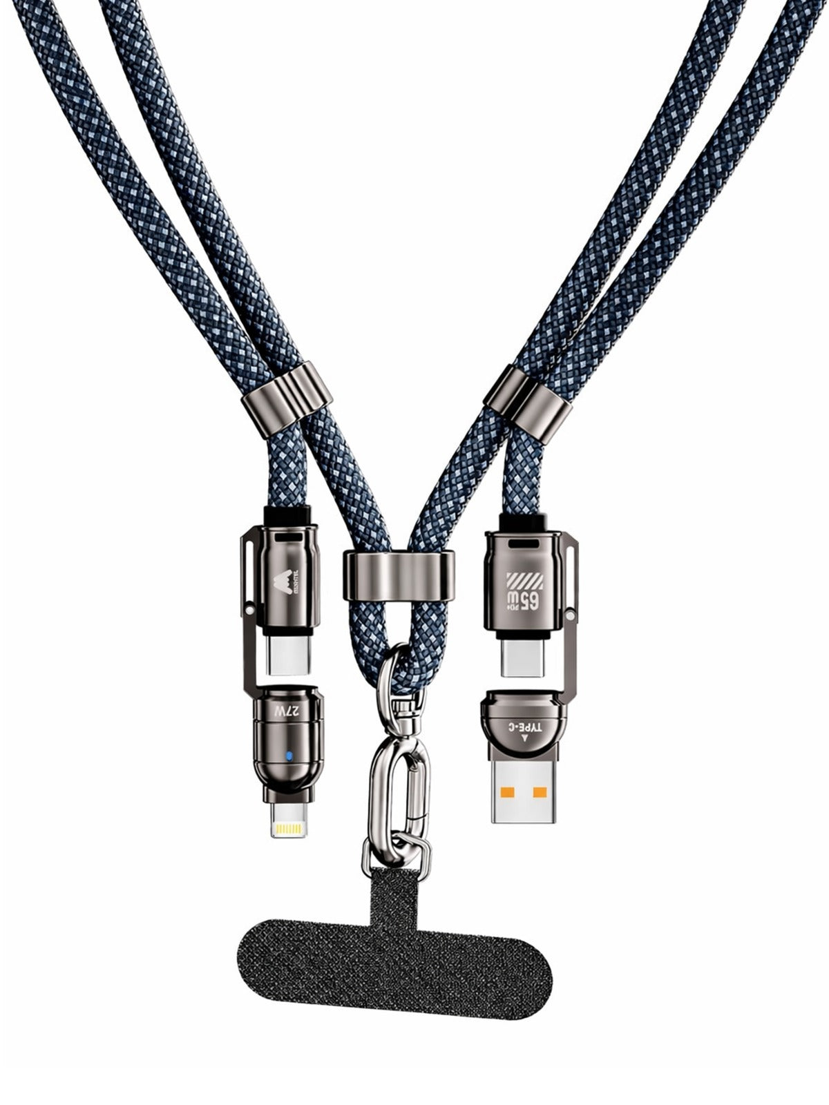 Mobitel 60W Lanyard Charging Cable 1.2M Nylon Braided Cord Lead with Crossbody Strap & Anti Theft Neck Holder