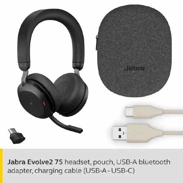 Jabra Evolve2 75 Wireless PC Headset with 8-Microphone Technology