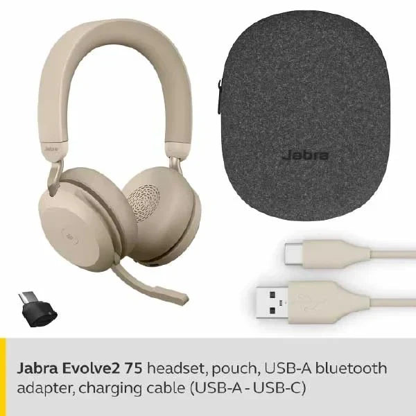 Jabra Evolve2 75 Wireless PC Headset with 8-Microphone Technology