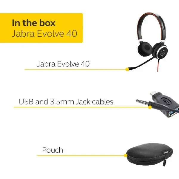 Jabra Evolve 40 MS Stereo Headset  Microsoft Certified Headphones