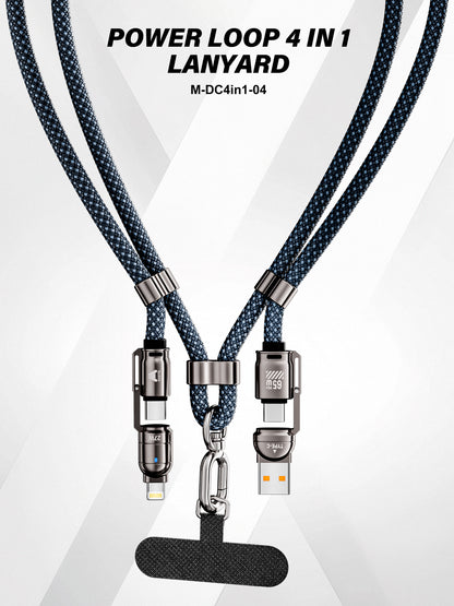 Mobitel 60W Lanyard Charging Cable 1.2M Nylon Braided Cord Lead with Crossbody Strap & Anti Theft Neck Holder