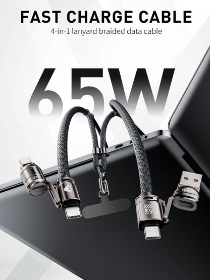 Mobitel 60W Lanyard Charging Cable 1.2M Nylon Braided Cord Lead with Crossbody Strap & Anti Theft Neck Holder