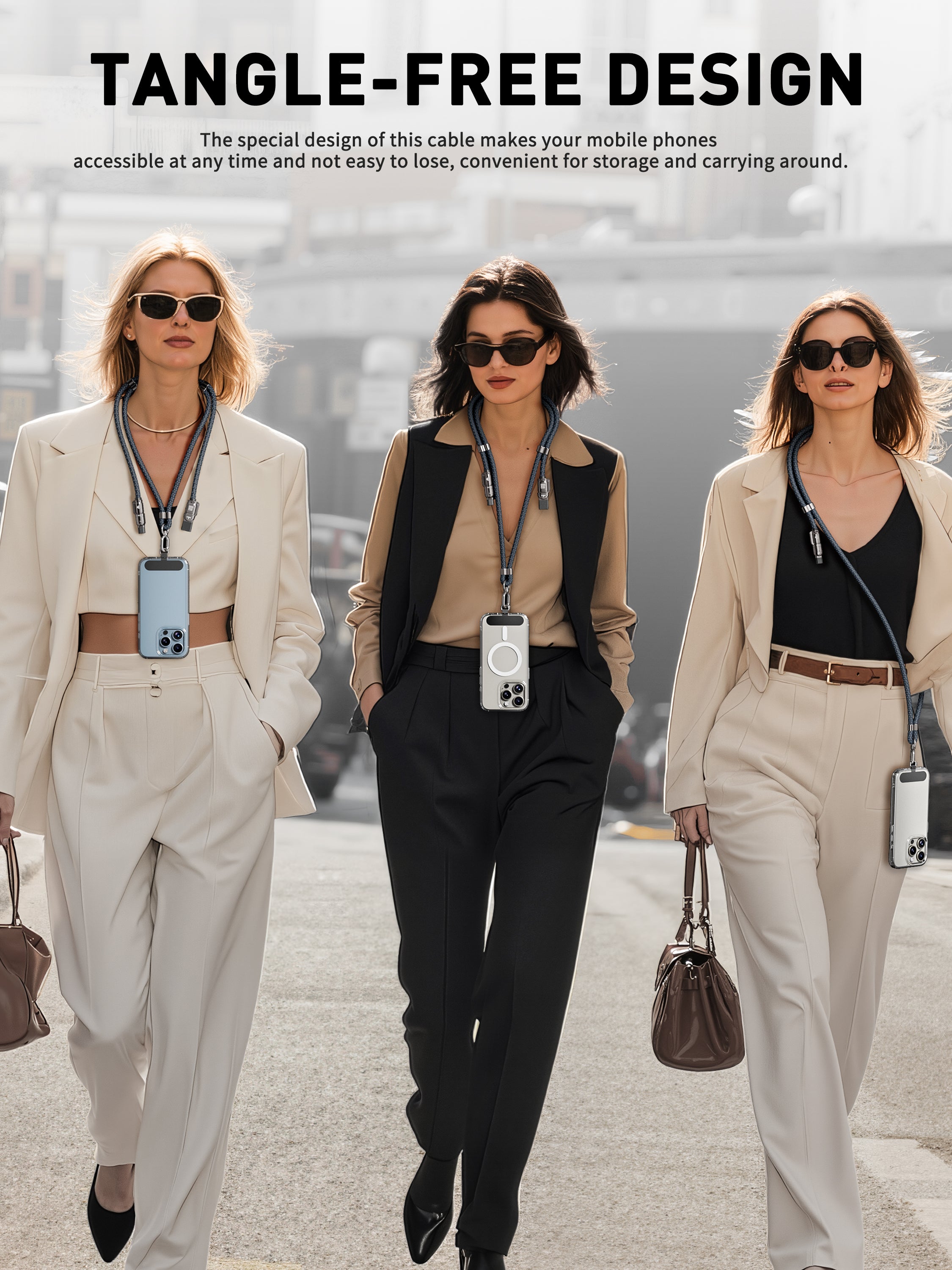 Mobitel 60W Lanyard Charging Cable 1.2M Nylon Braided Cord Lead with Crossbody Strap & Anti Theft Neck Holder