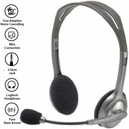 Logitech H111 Wired Headset, Stereo Headphones with Noise-Cancelling Microphone