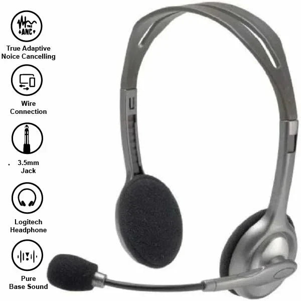 Logitech H111 Wired Headset, Stereo Headphones with Noise-Cancelling Microphone