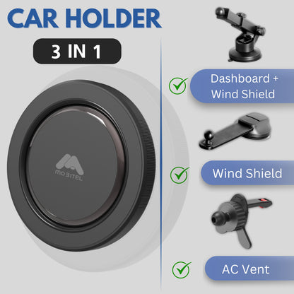 Mobitel MagSafe Magnetic Car Phone Holder 3 in 1 Dashboard Windscreen