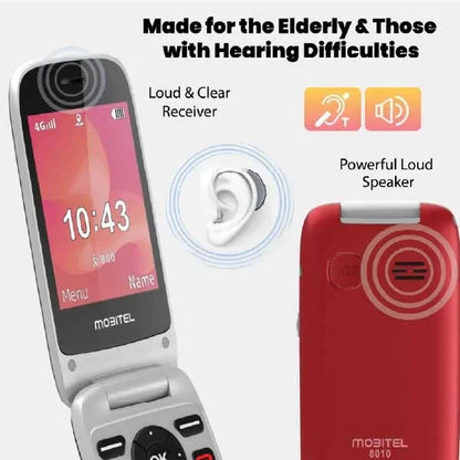Mobitel 8010 Senior Mobile Phone Big Button Flip Phone for Elderly 4G SIM