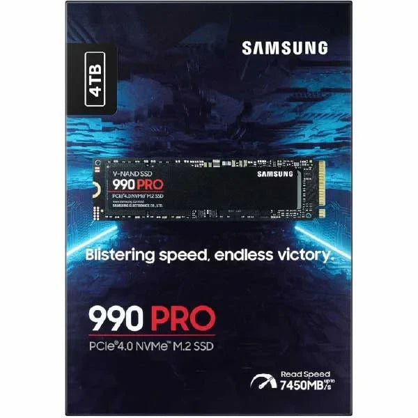 Samsung 990 PRO NVMe M.2 SSD PCIe 4.0, 7,450 MB/s read, 6,900 MB/s write